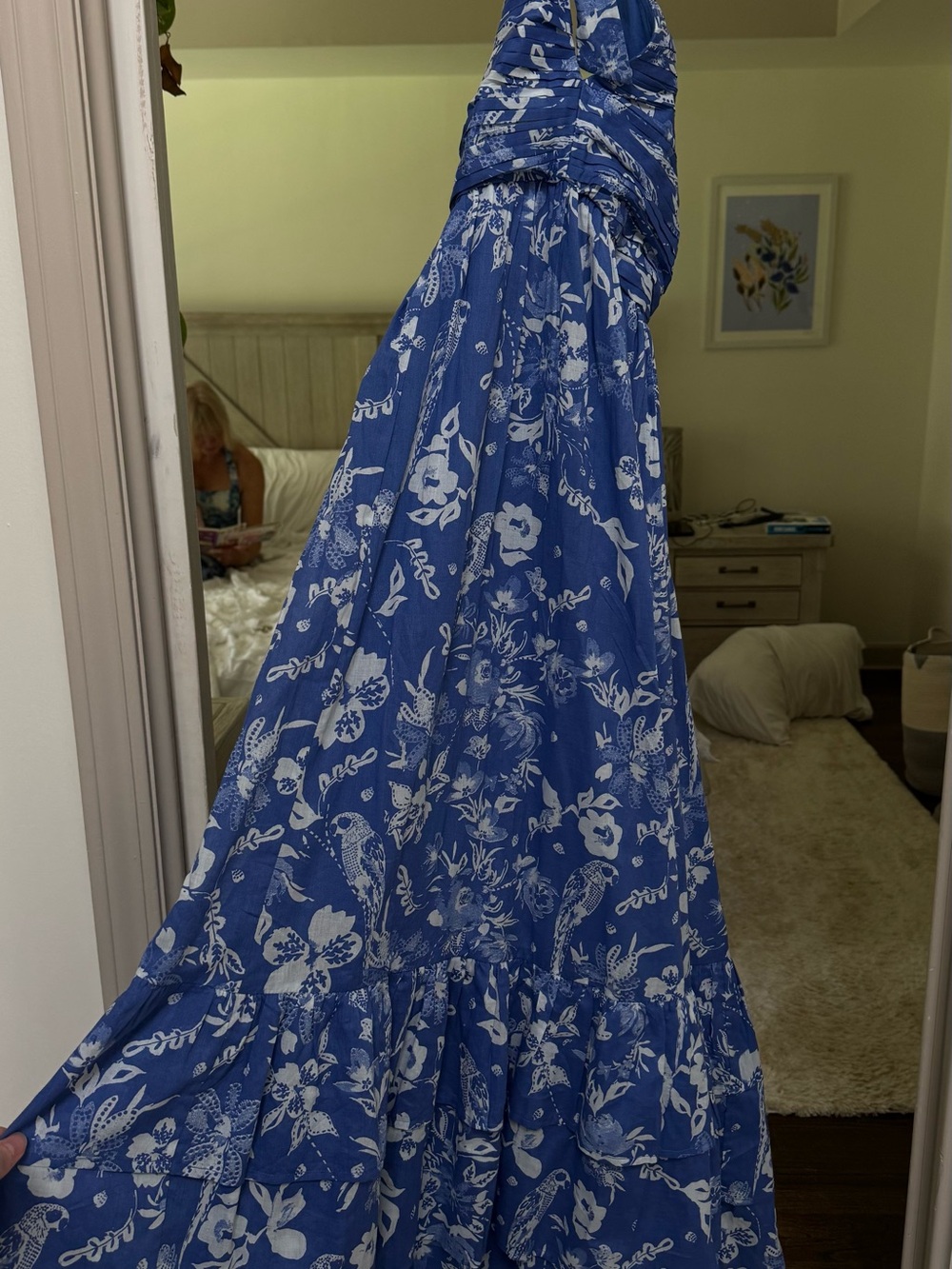 JessaKae Blue and White Floral Midi Dress
